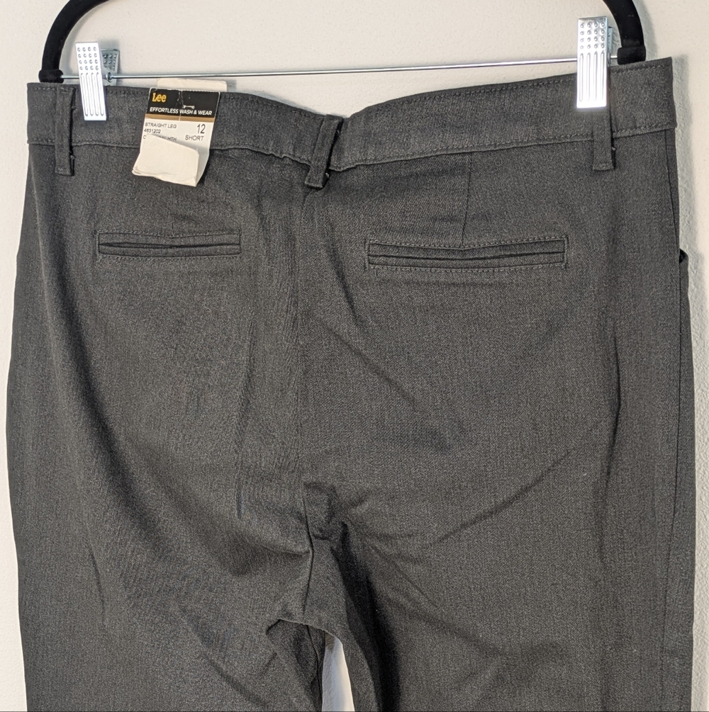 Women's Lee Mid Rise Relaxed Fit Straight Leg Cotton Blend Gray Pant Sz 12 Short - Picture 5 of 15